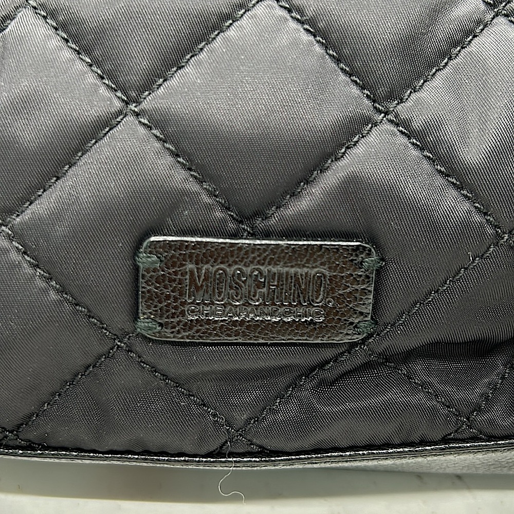 Moschino Luxurious Black Quilted Bow Chain Handles Handbag Purse 🌺🌺 - Picture 3 of 8